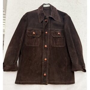 Towncraft Dark Brown Suede Button-Front Jacket
